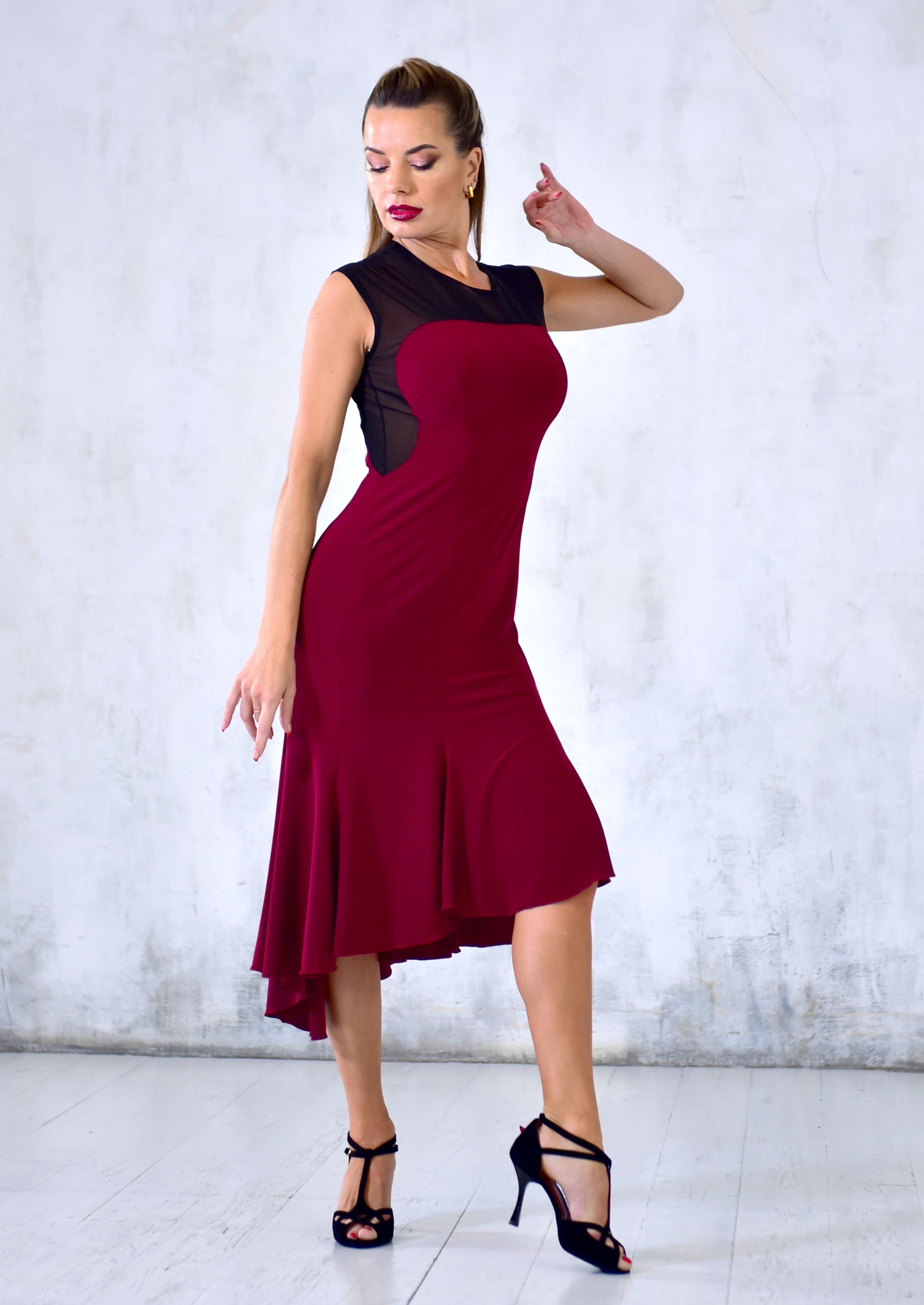 dark red tango dress