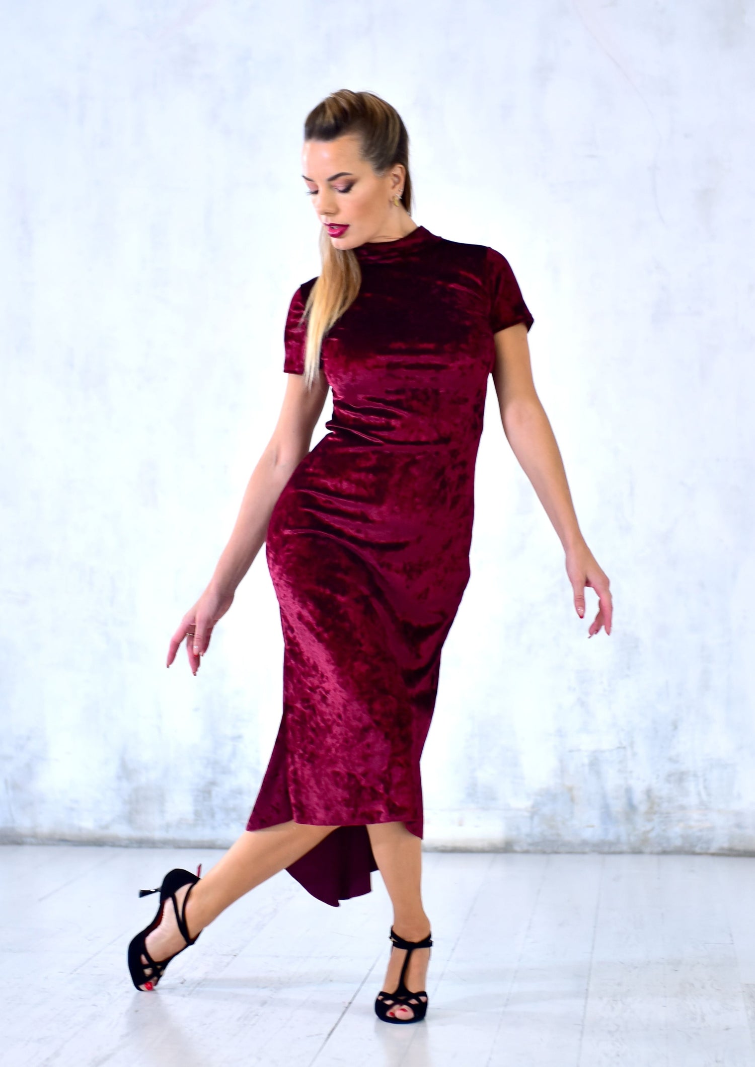 red velvet tango dress