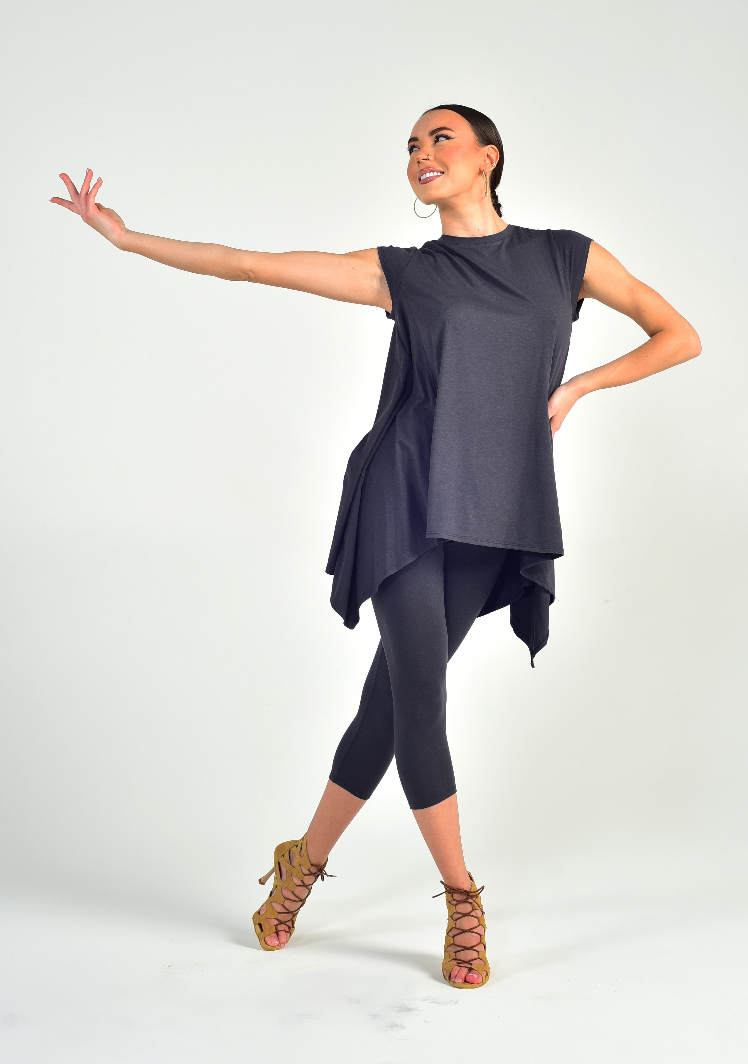 Tanz-Tunika-Kleid Zoe SM6011 Anthrazitgrau (172)
