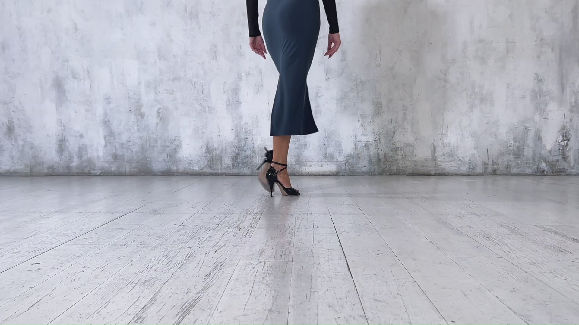 steel gray tango dress with mesh