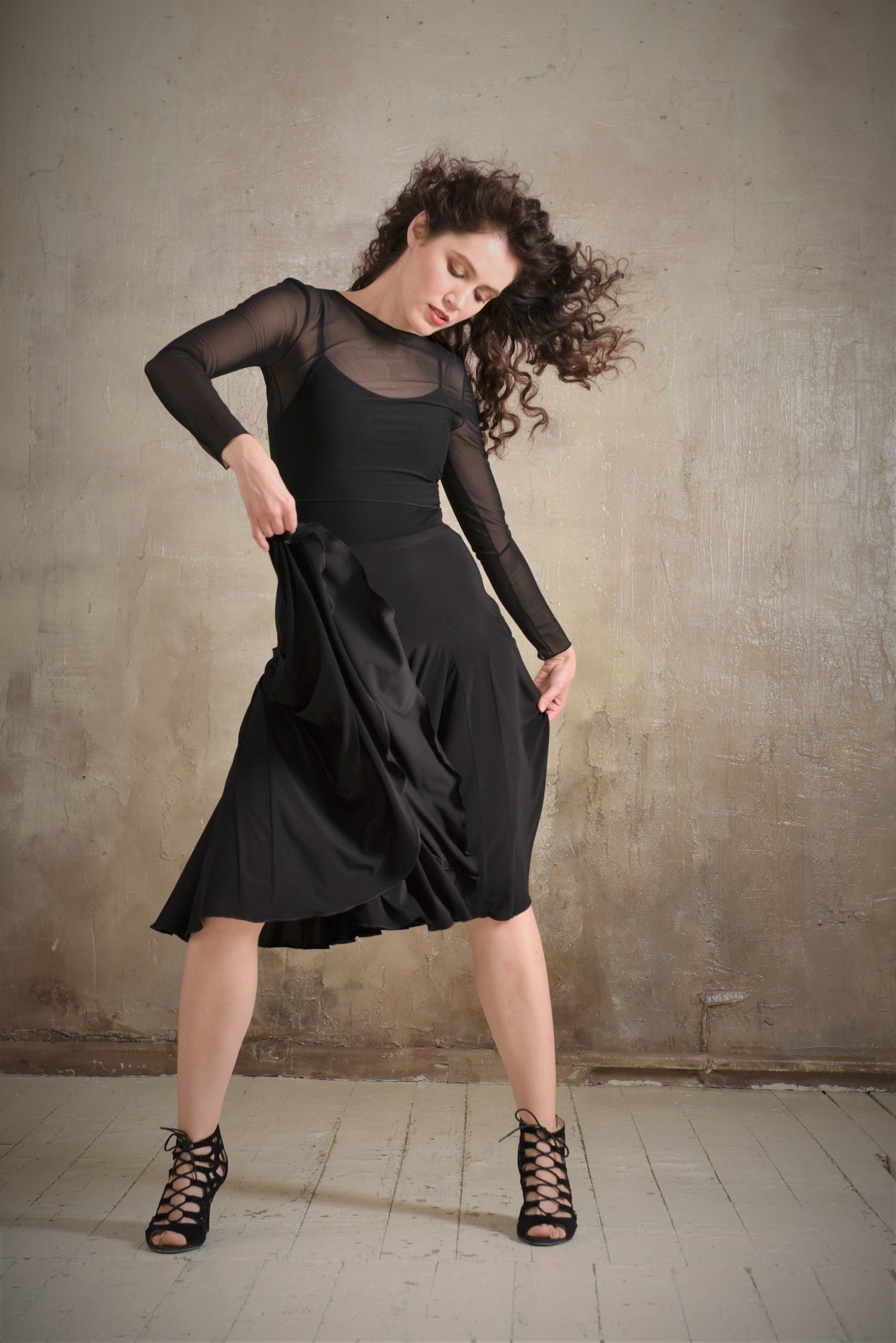 Tanzrock Swirl SM7012 Tiefschwarz (037)