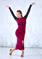 dark red tango dress with long sleeves