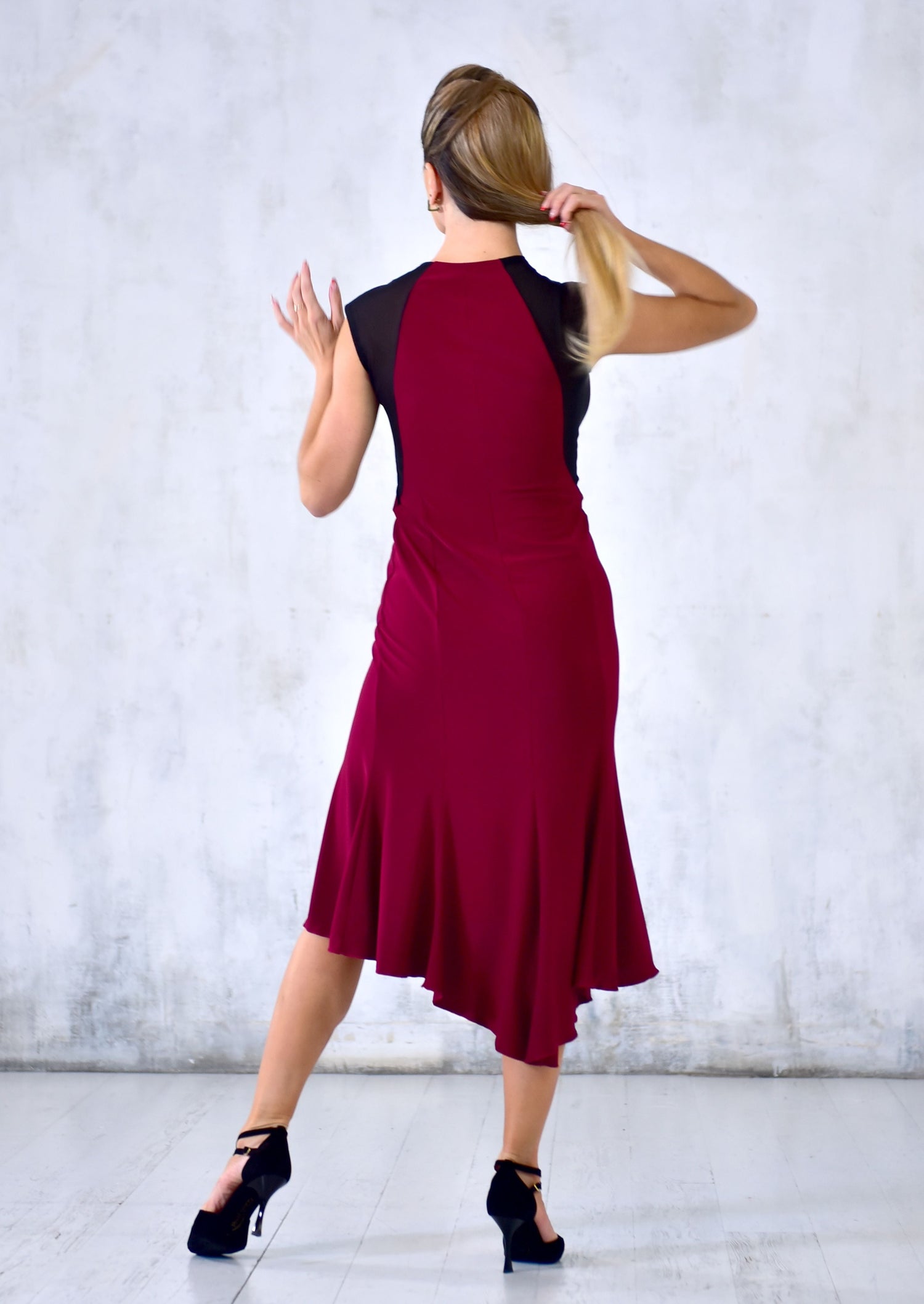 dark red tango dress